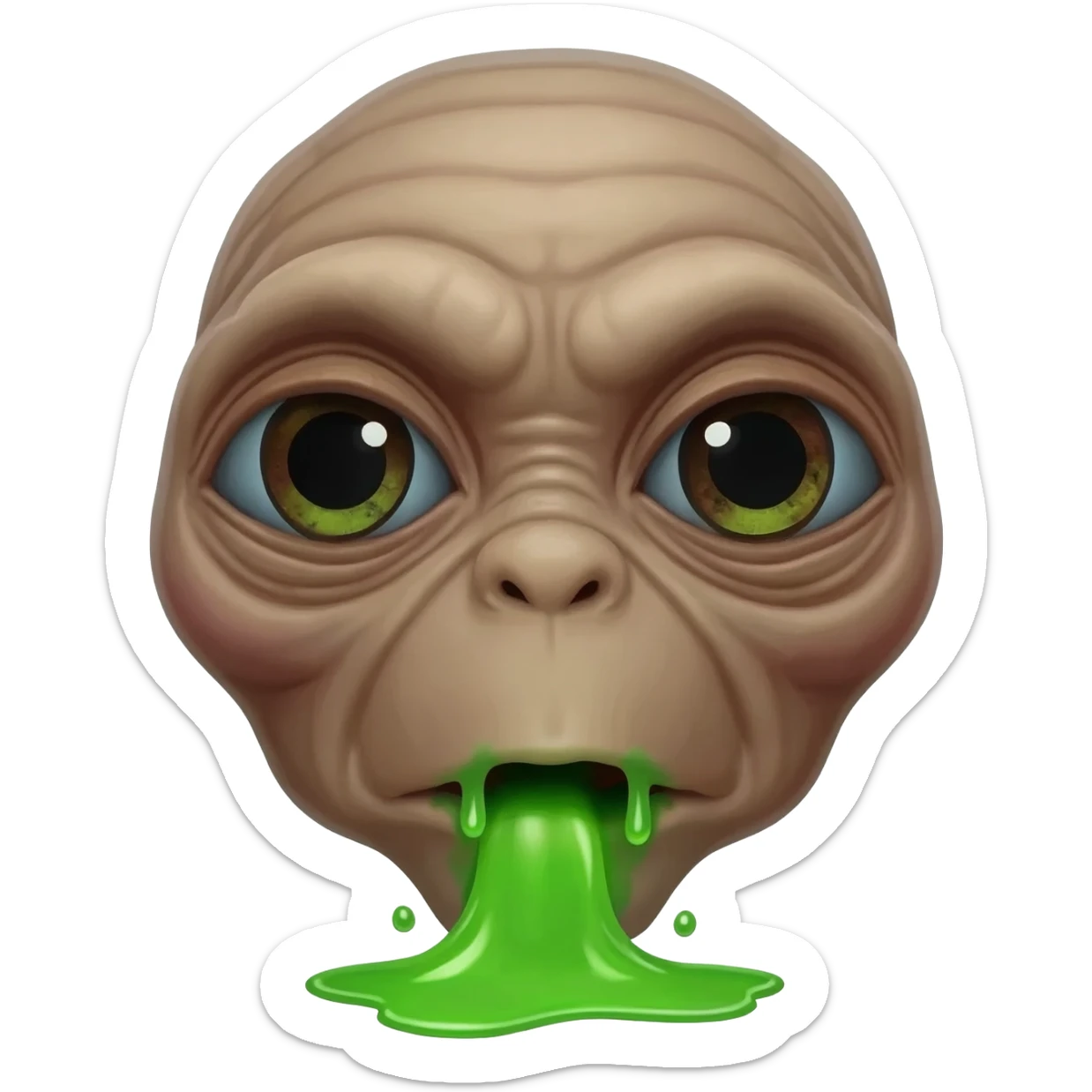 E.T. The Extra-Terrestrial from the movie puking green liquid sticker