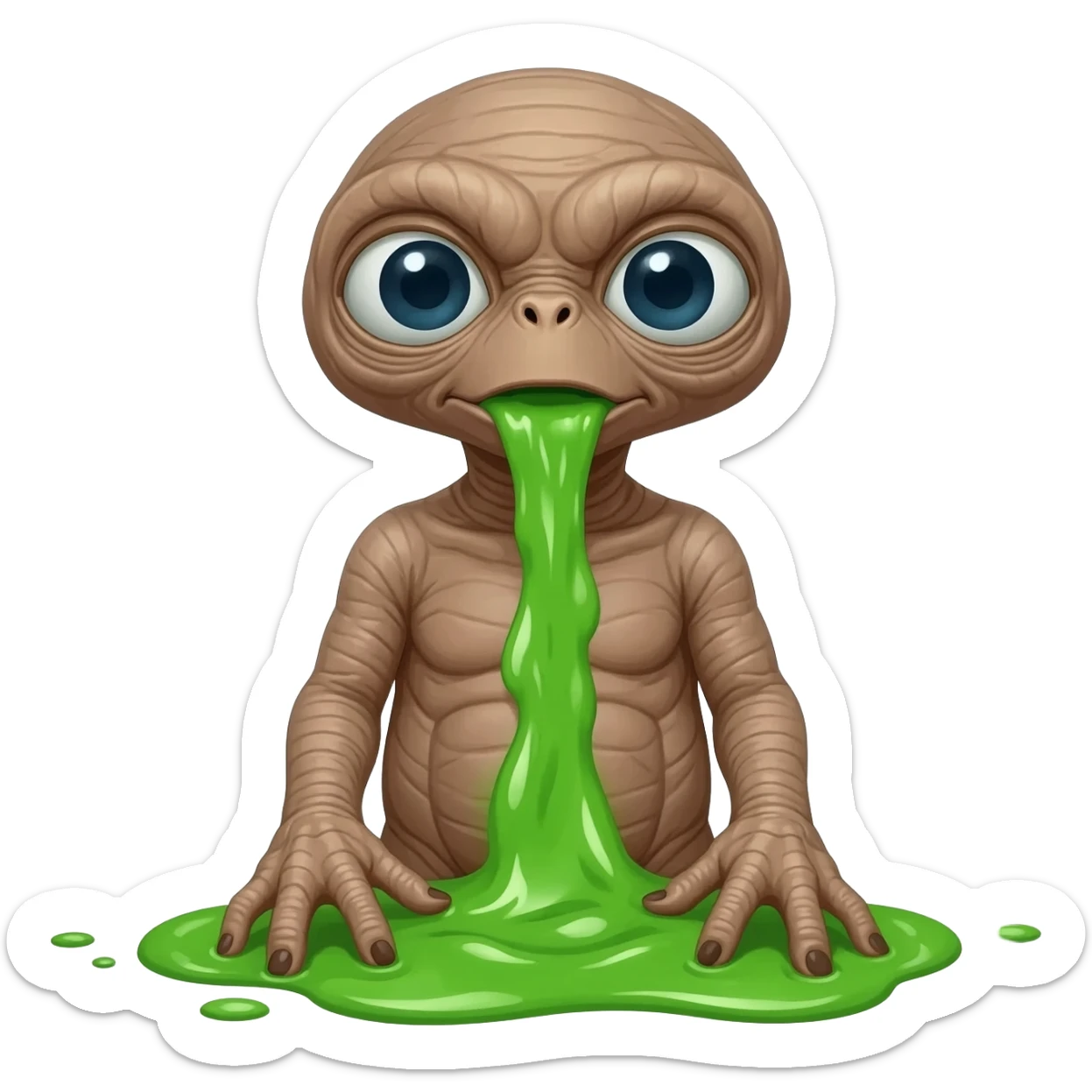E.T. The Extra-Terrestrial from the movie puking green liquid sticker