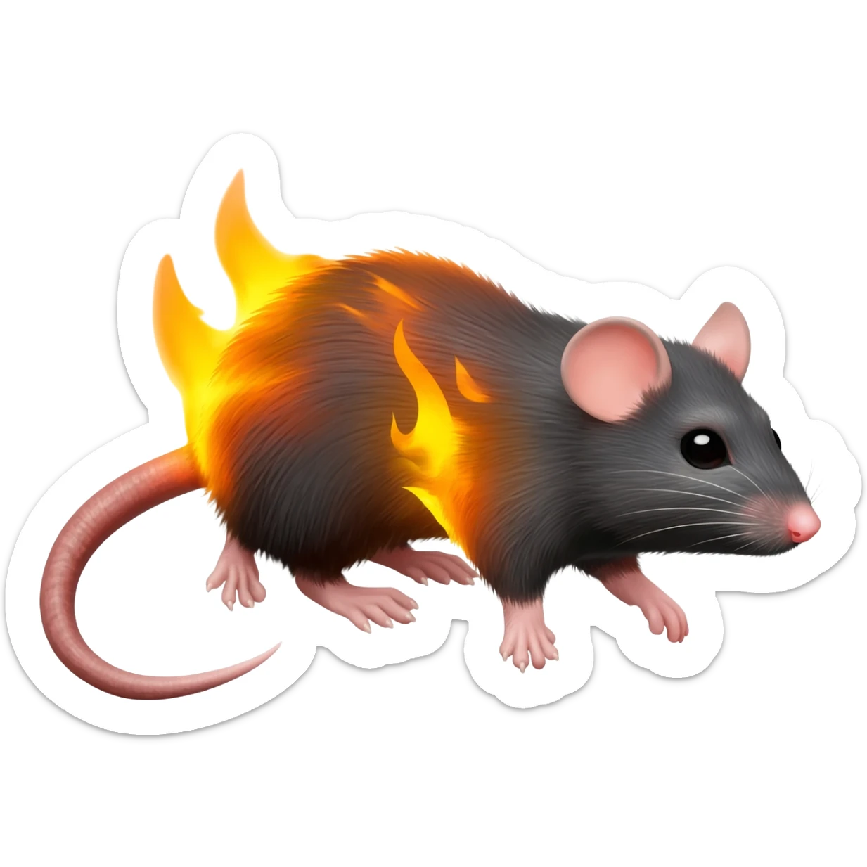 Rat on fire sticker