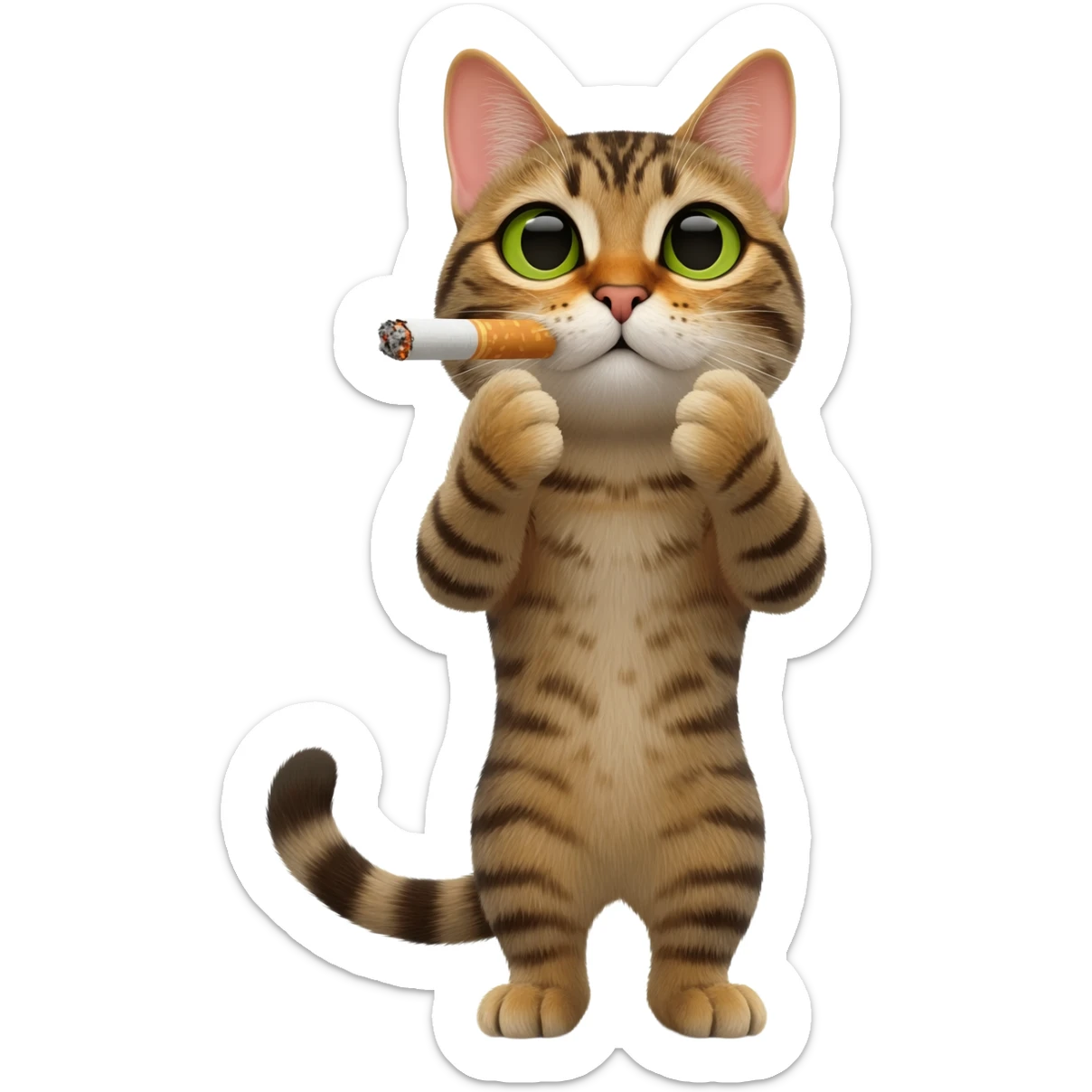 A cat smoking a cigarette sticker