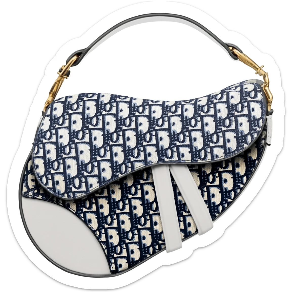 white dior printed saddle bag sticker