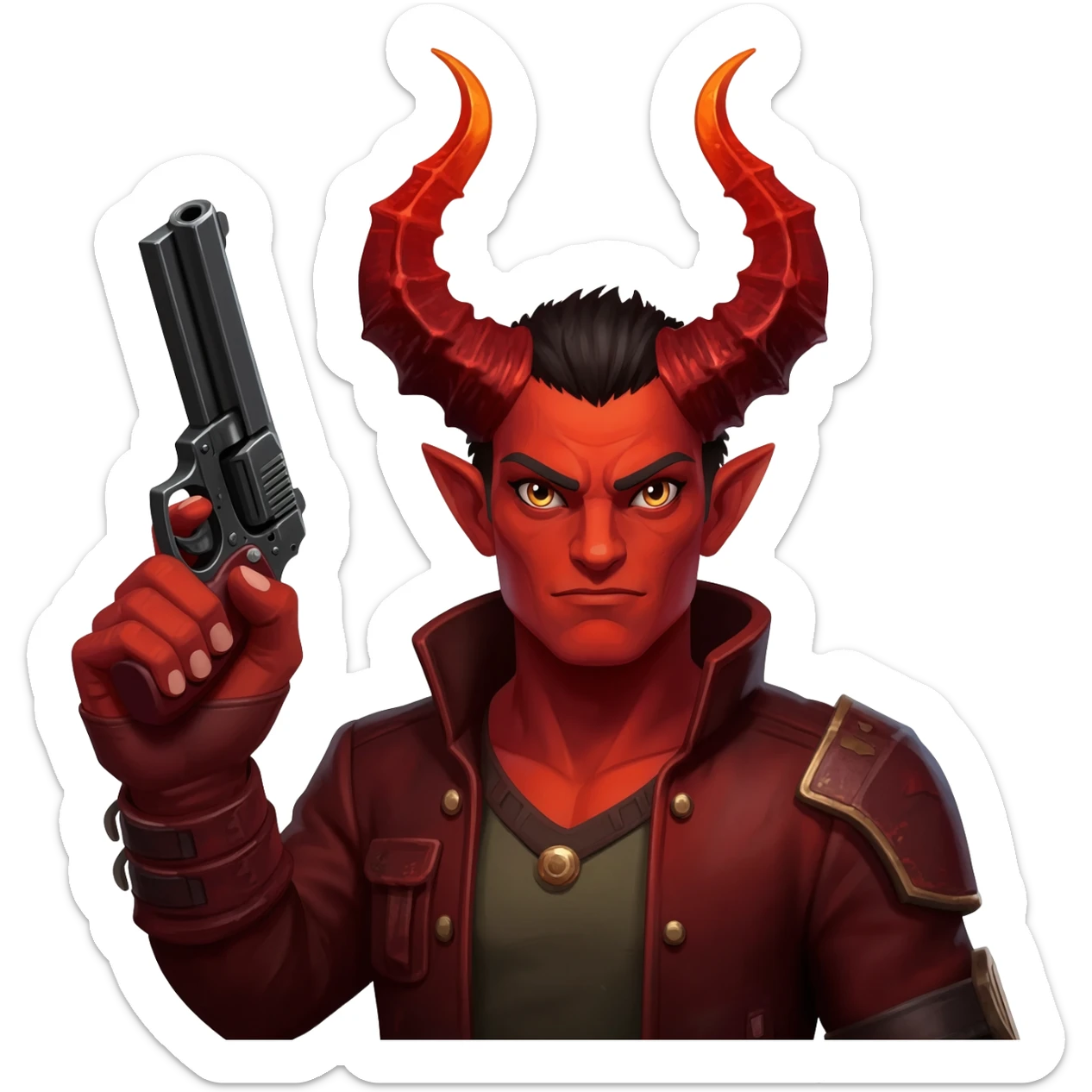 Diablo de iPhone con pistola sticker