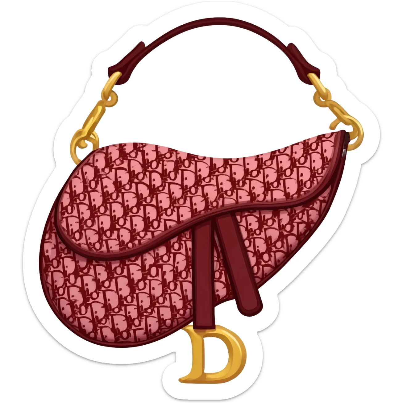 red dior printed saddle bag sticker