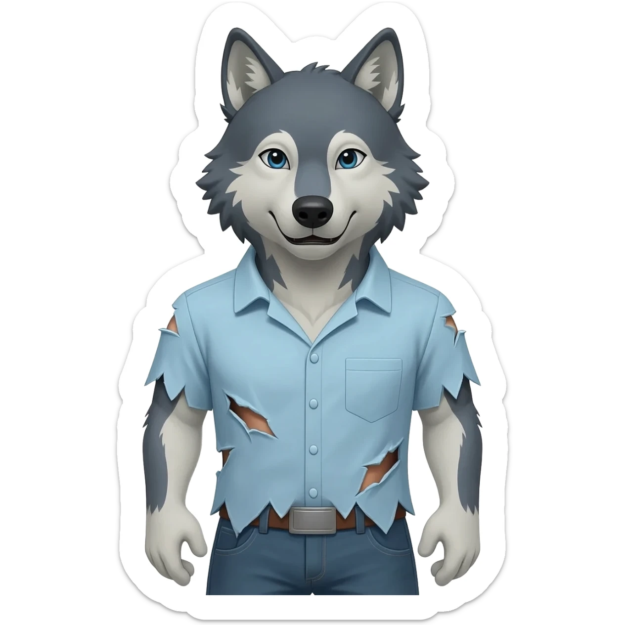 Wolf that break his shirt sticker