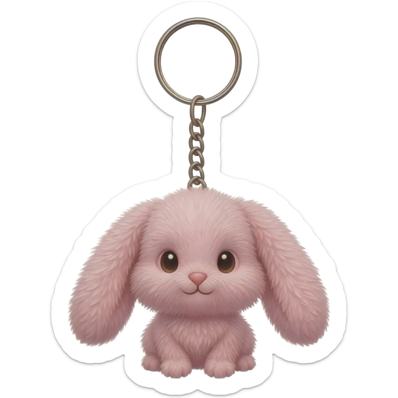 Fuzzy bunny light pink keychain sticker
