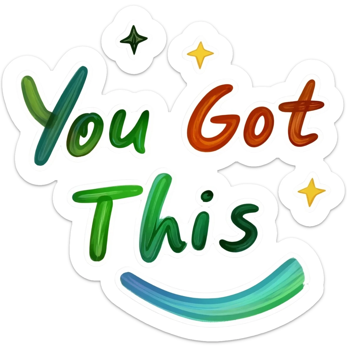 Hand-drawn motivational quote sticker: “You Got This!” with doodles, stars, and bright colors sticker