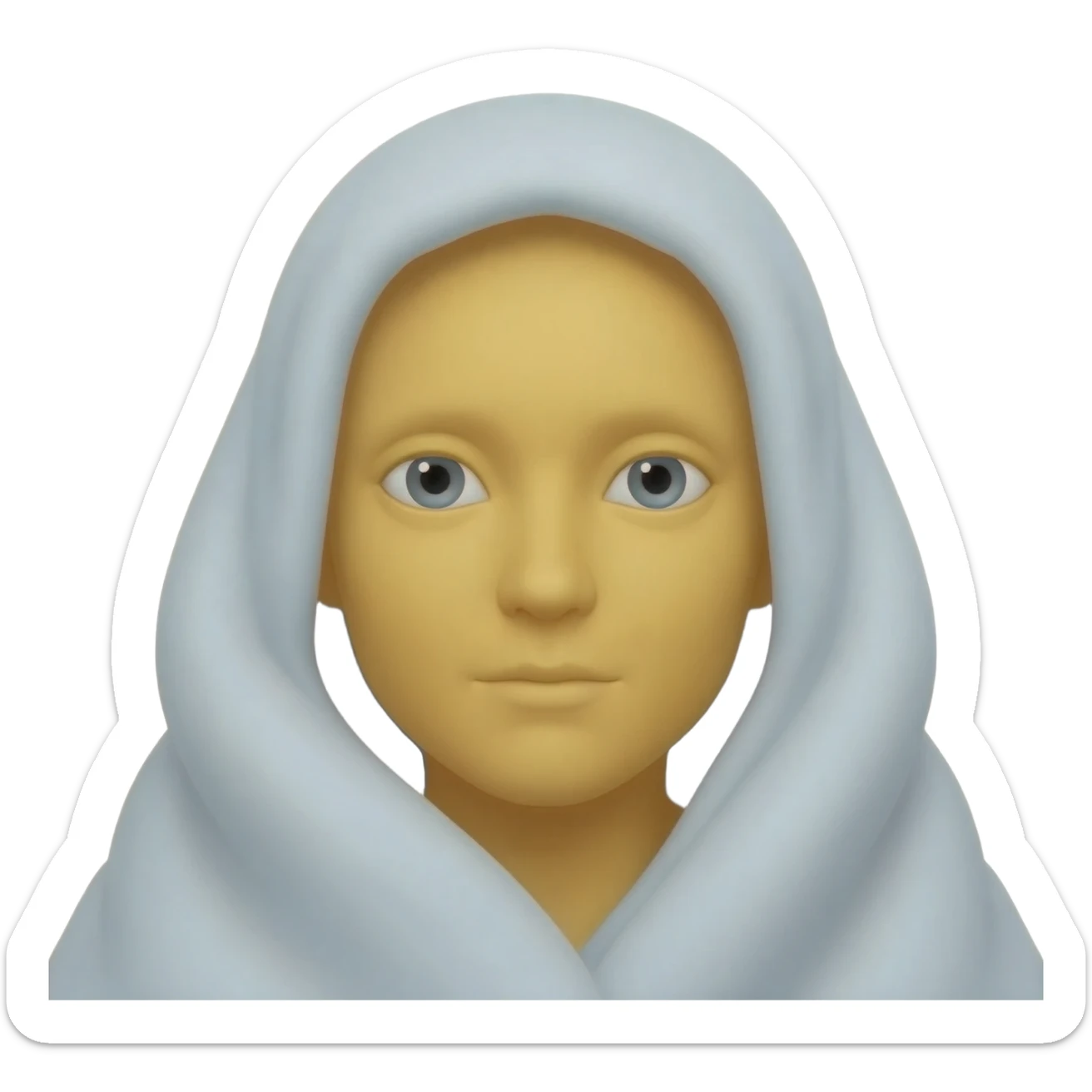 Yellow emoji face hiding inside a blanket with only eyes showing sticker