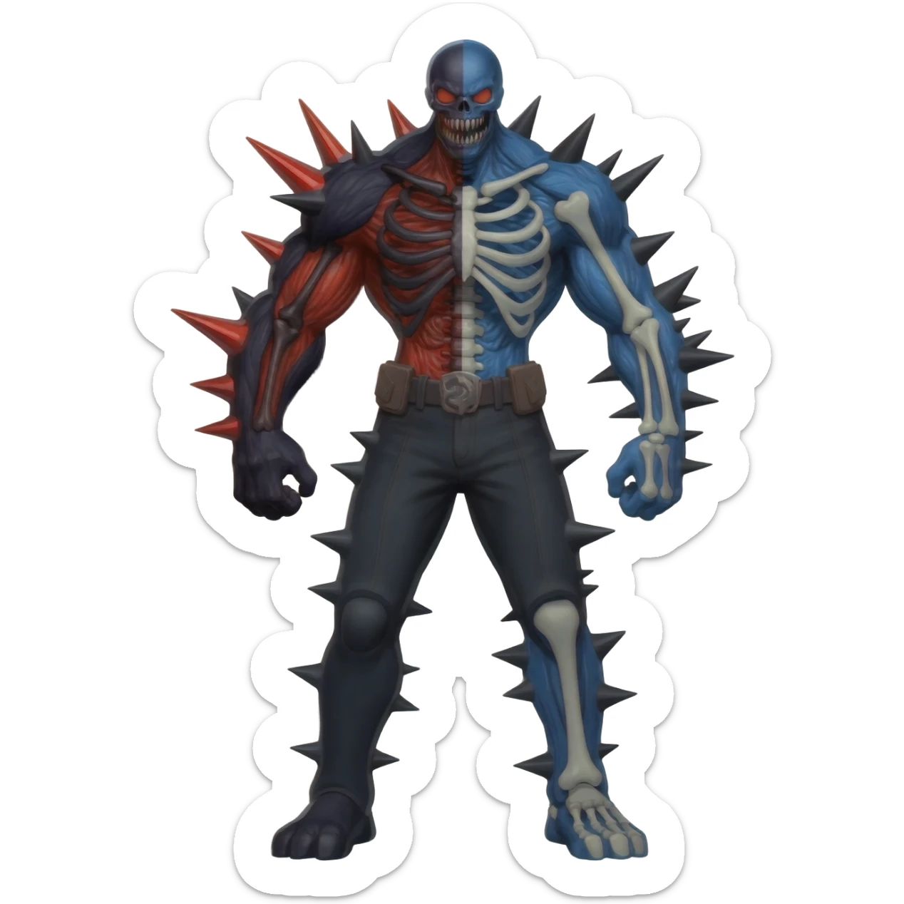 Handsome edgy spiky dark skeletal badass Duskull-Cubone-Xenomorph-Darkrai-Scizor-fusion, full body sticker