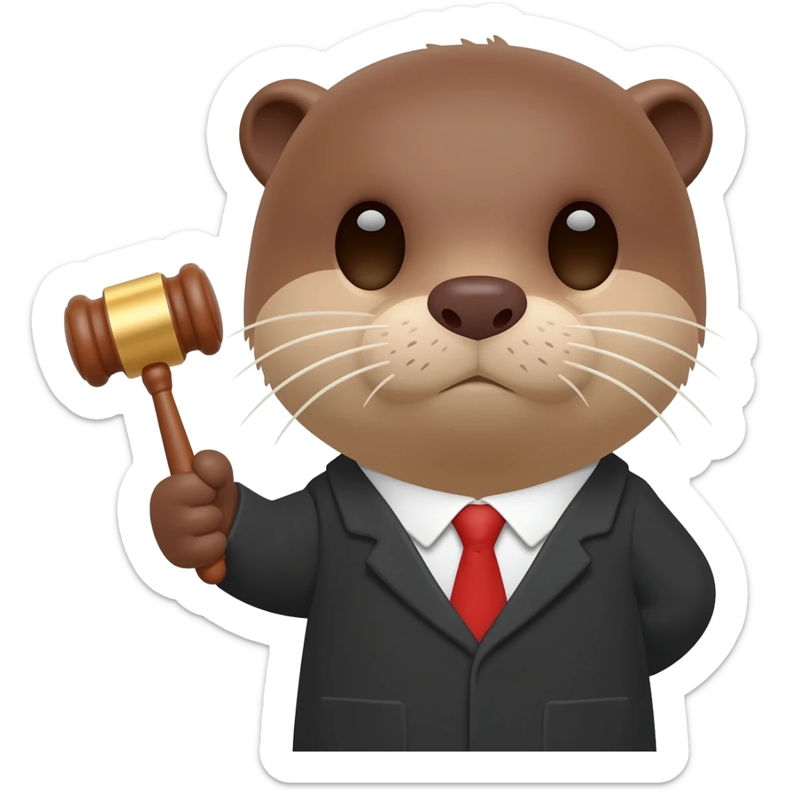 serious otter head with a judge's gavel sticker