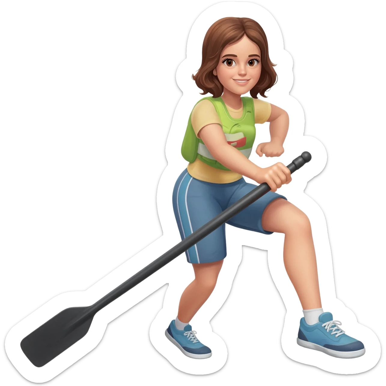 Brown hair women rowing sticker