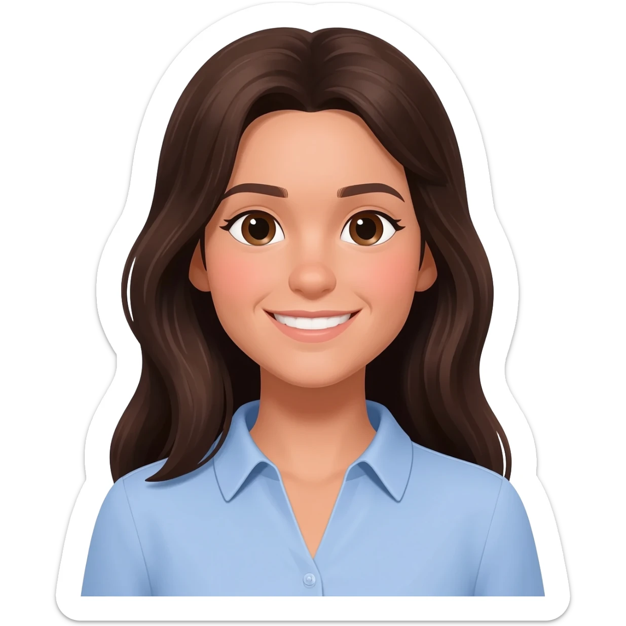 french white happy long haired brunette girl  sticker