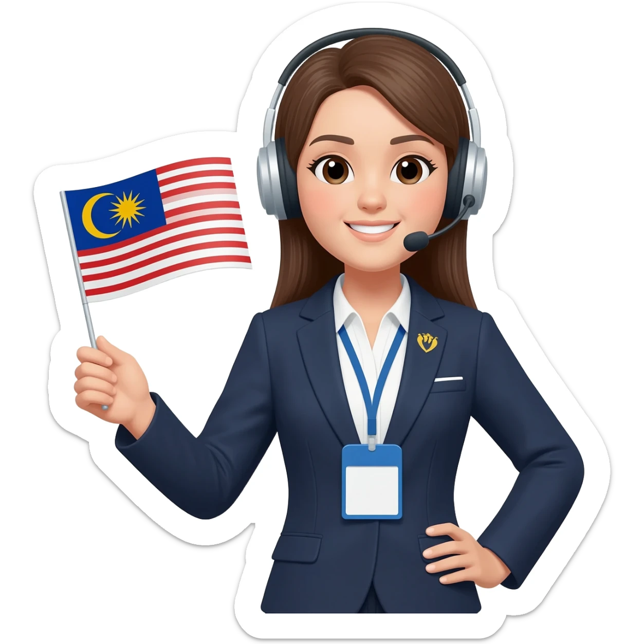 Female Tour Guide with Malaysia flag sticker