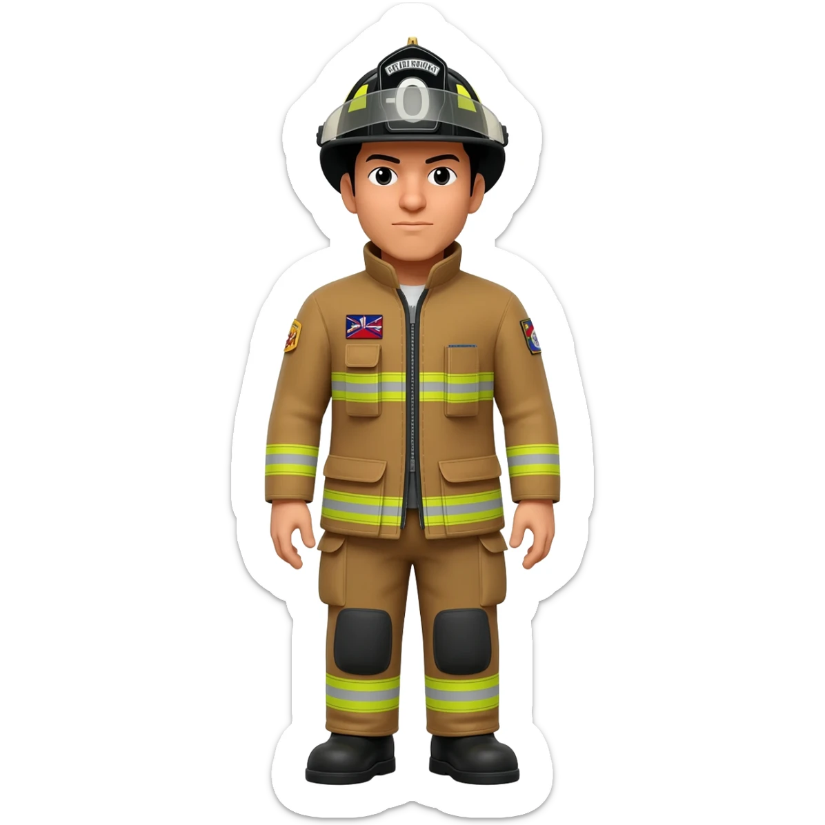Filipino man firefighter brown uniform and boots sticker