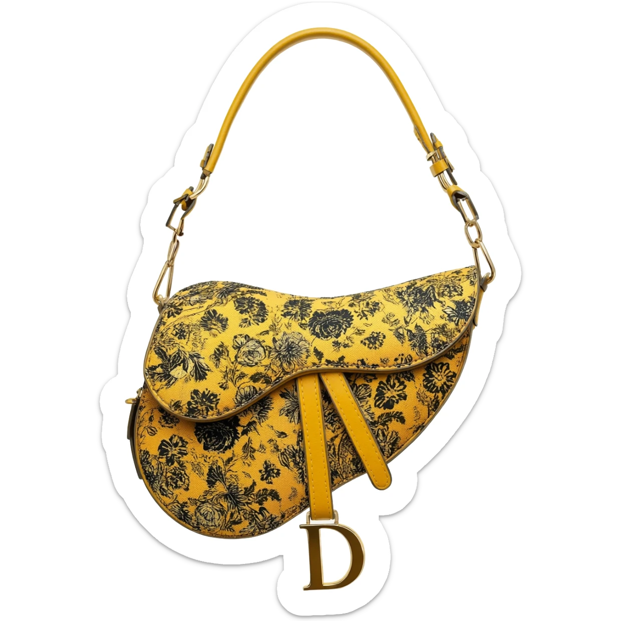 yellow dior printed saddle bag sticker