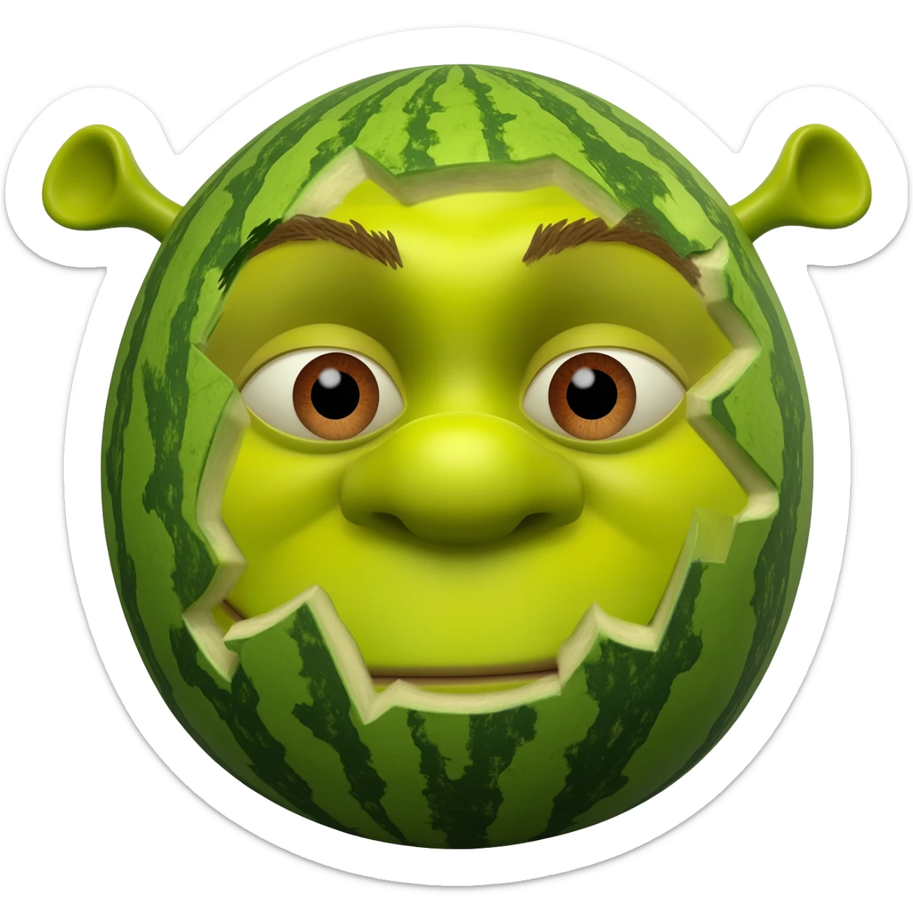 A watermelon shrek sticker