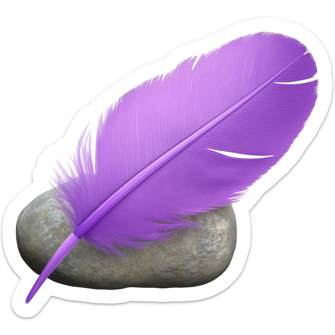 purple feather on a stone sticker