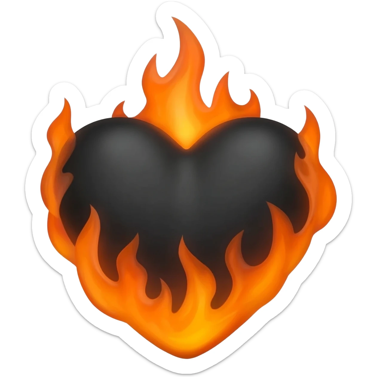 Black heart on fire sticker