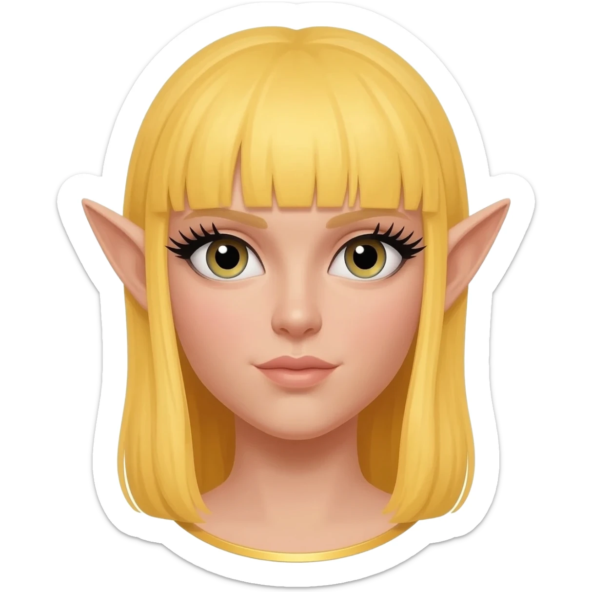 reina elfa celestial del sol de pestañas largas con flequillo sticker