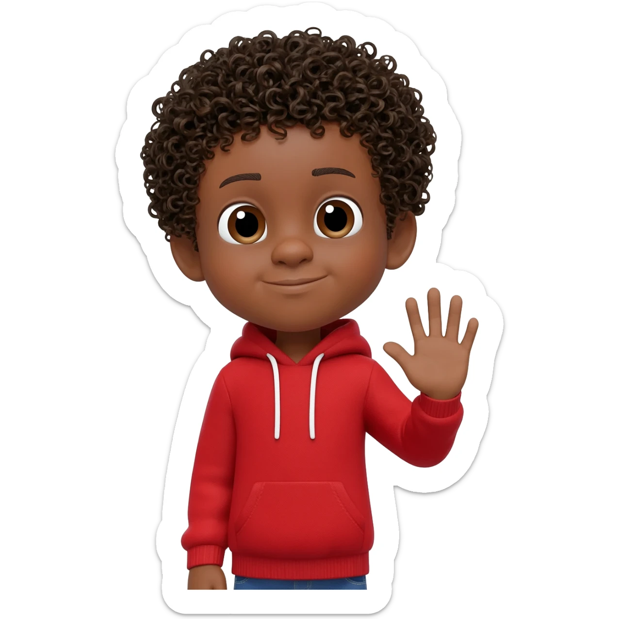 black boy waving curly hair reaching for something sticker