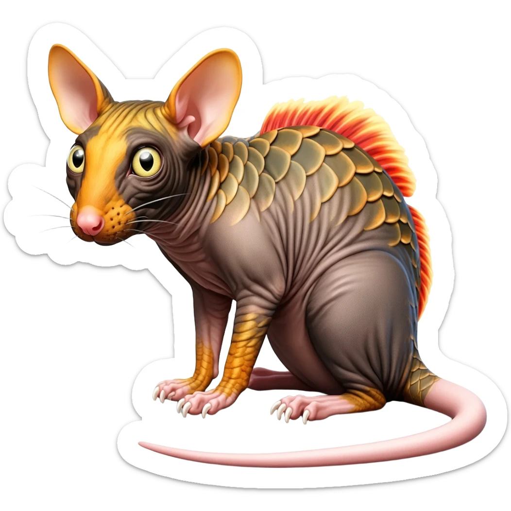 Flurry furry scaly mouse-Koi-possum-sphynx-sergal-fusion-animal-hybrid-creature  sticker