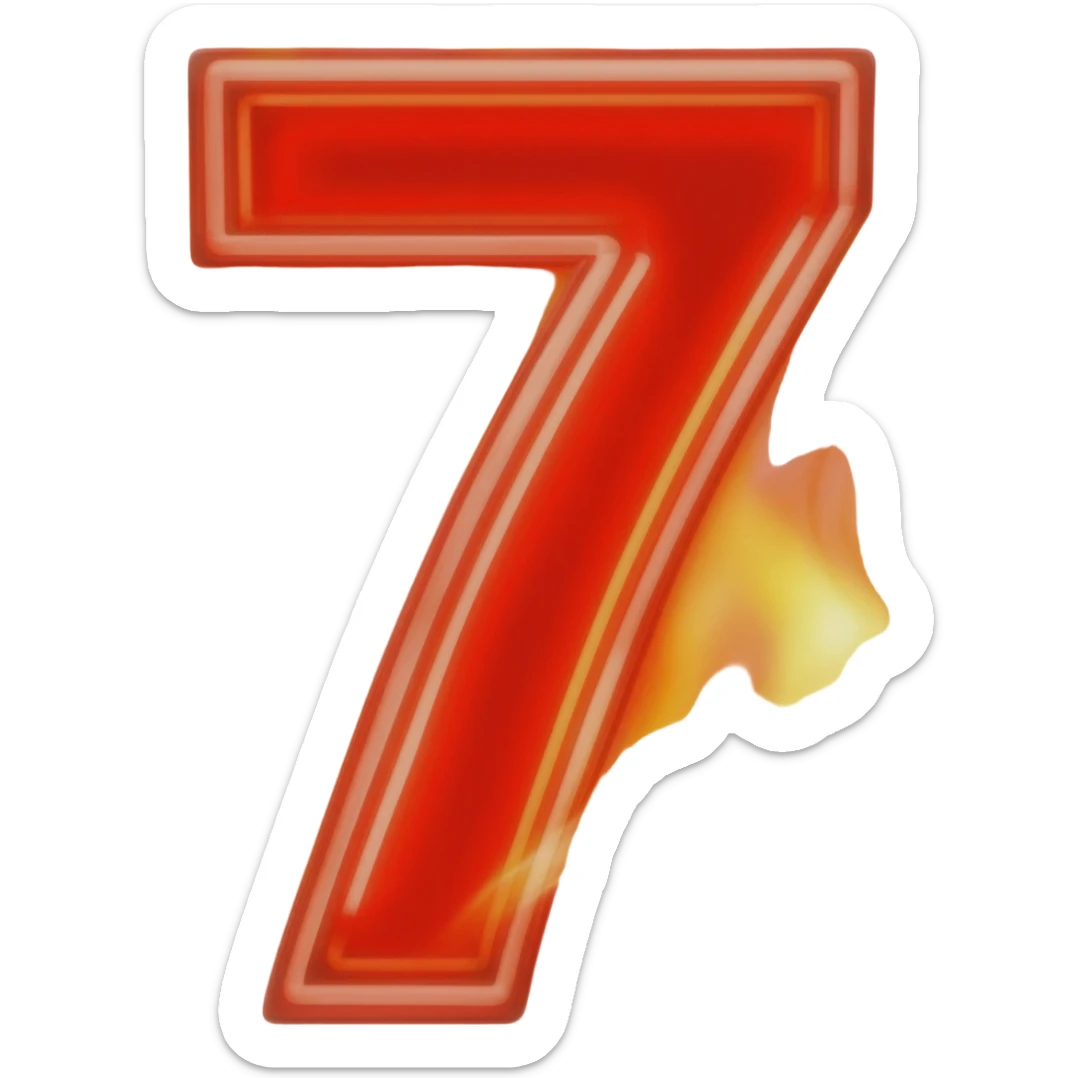 a red flaming number seven for slot machines sticker