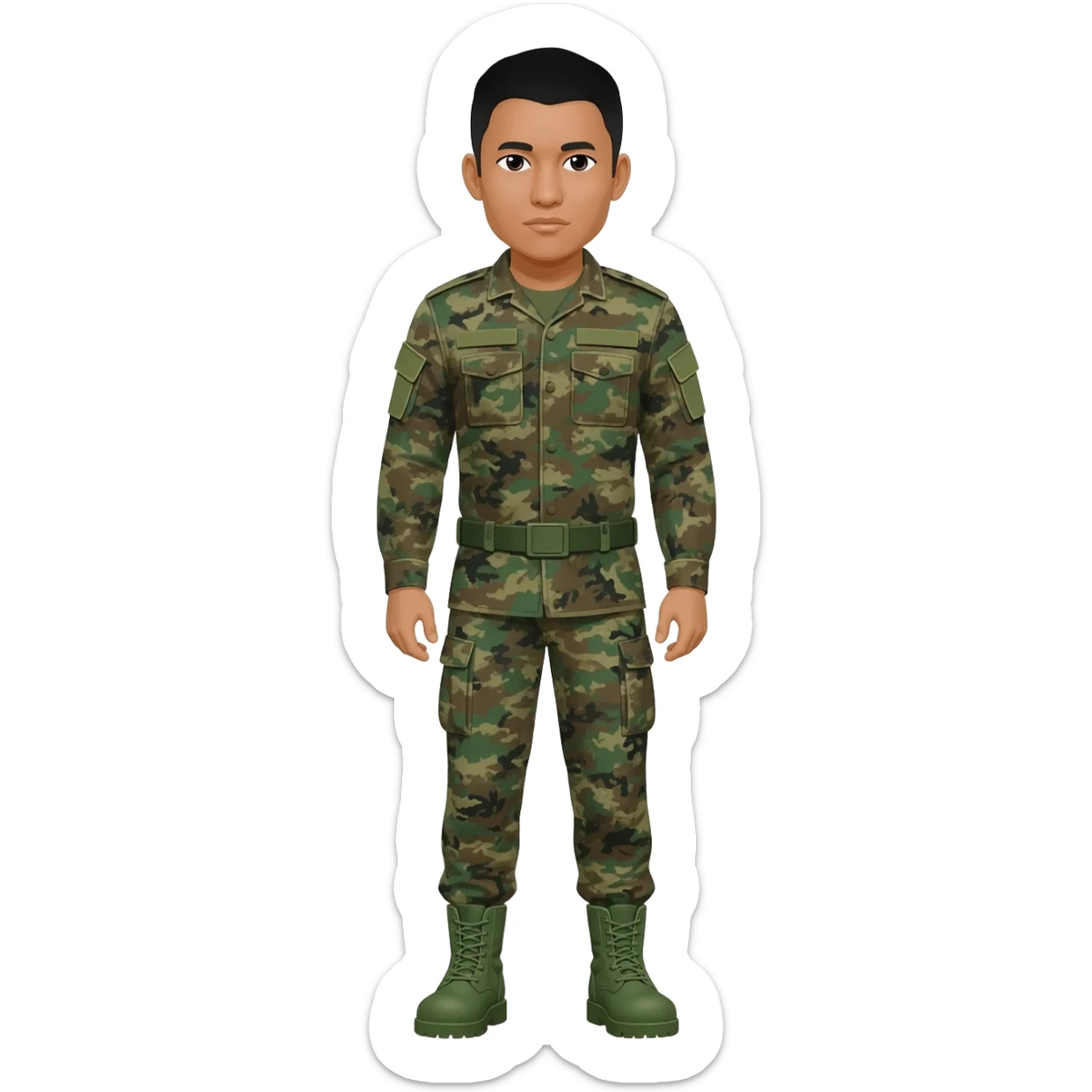 Filipino soldier bdu camo with green combat boots no plate carrier and no belt no knee pads long sleeve sticker