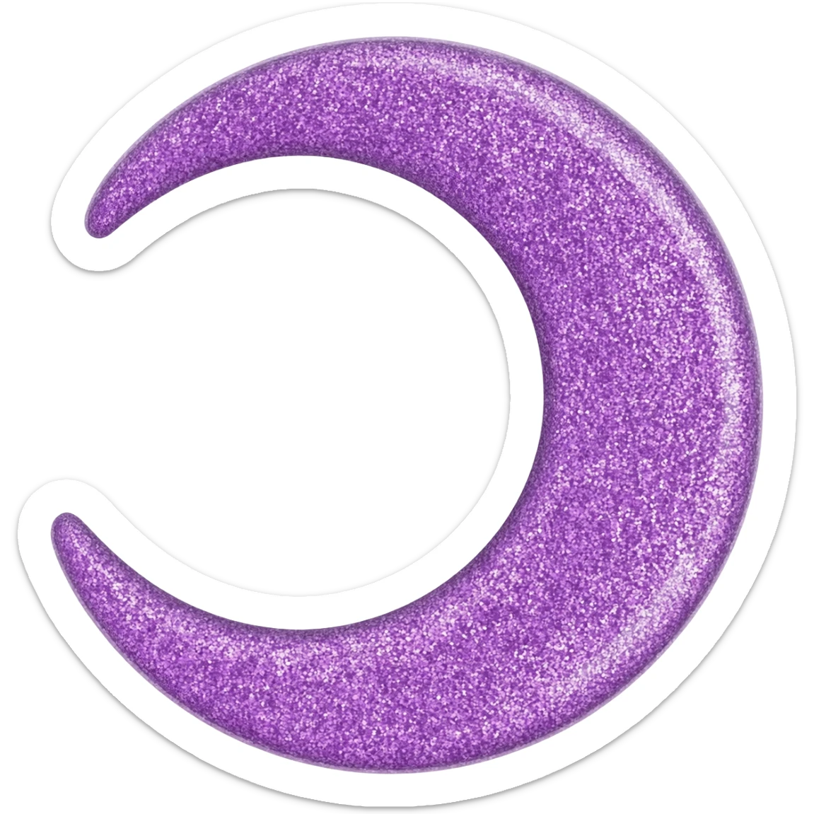 An aesthetic shiny glittering pastel purple lavender crescent damask moon sticker