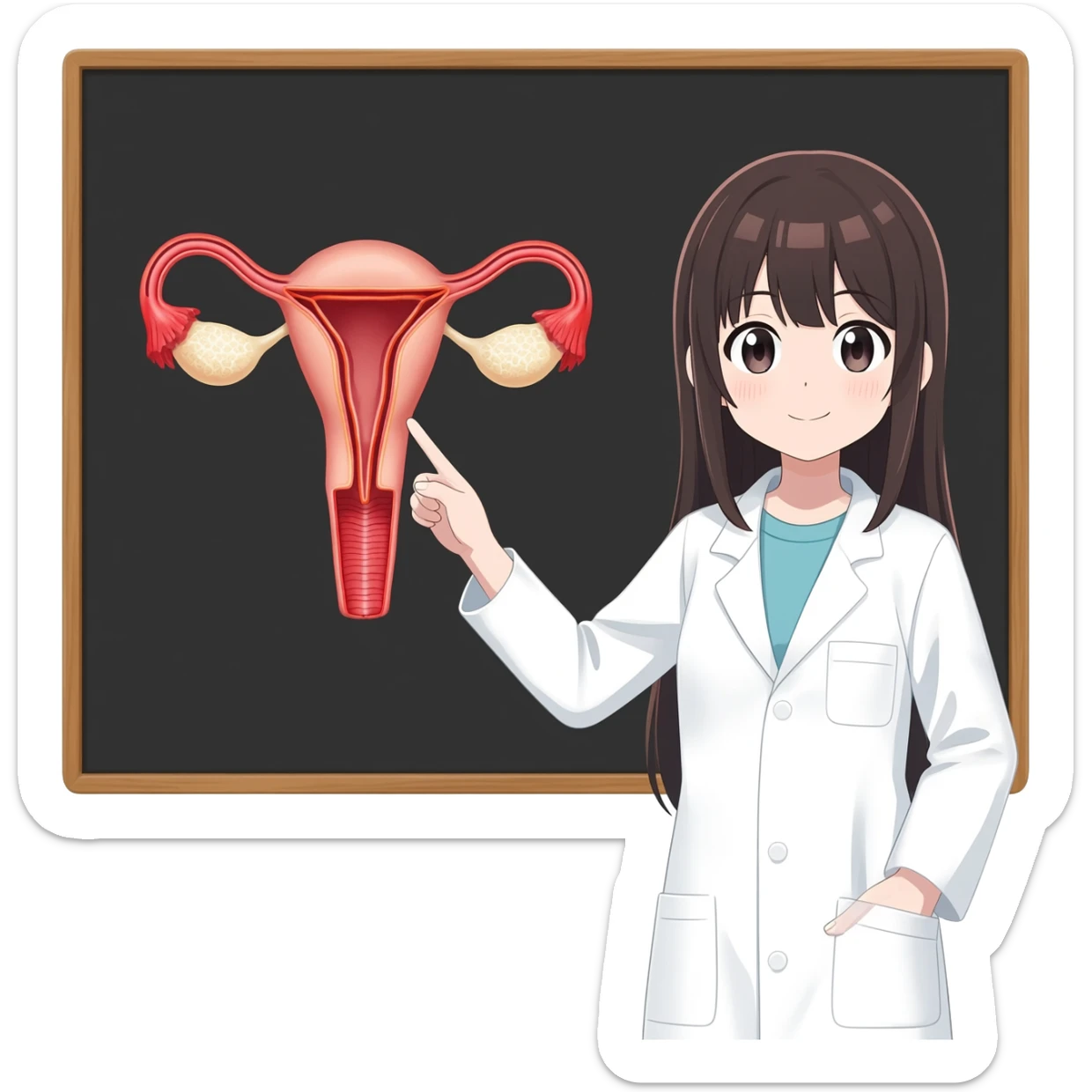 Anime girl long explain female reproductive system sticker