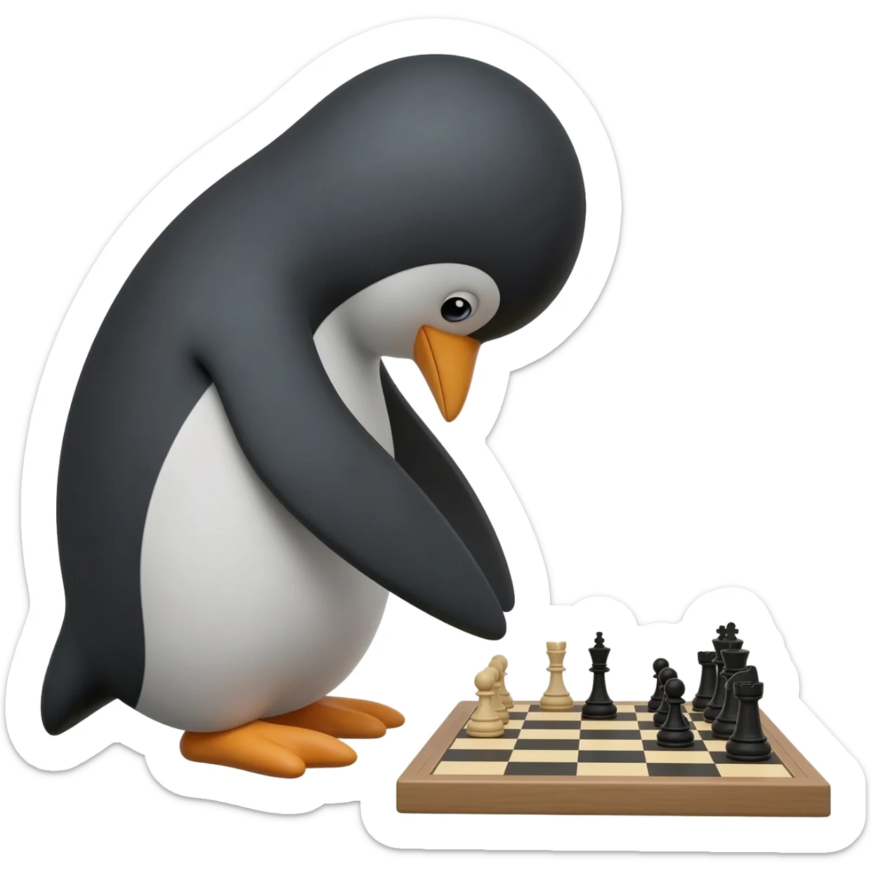 Penguin playing chess sticker