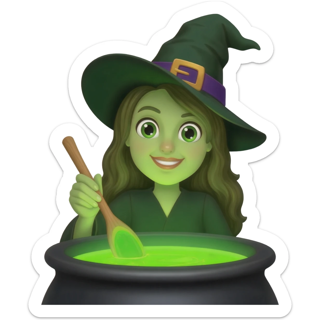 green witch cooking potion sticker