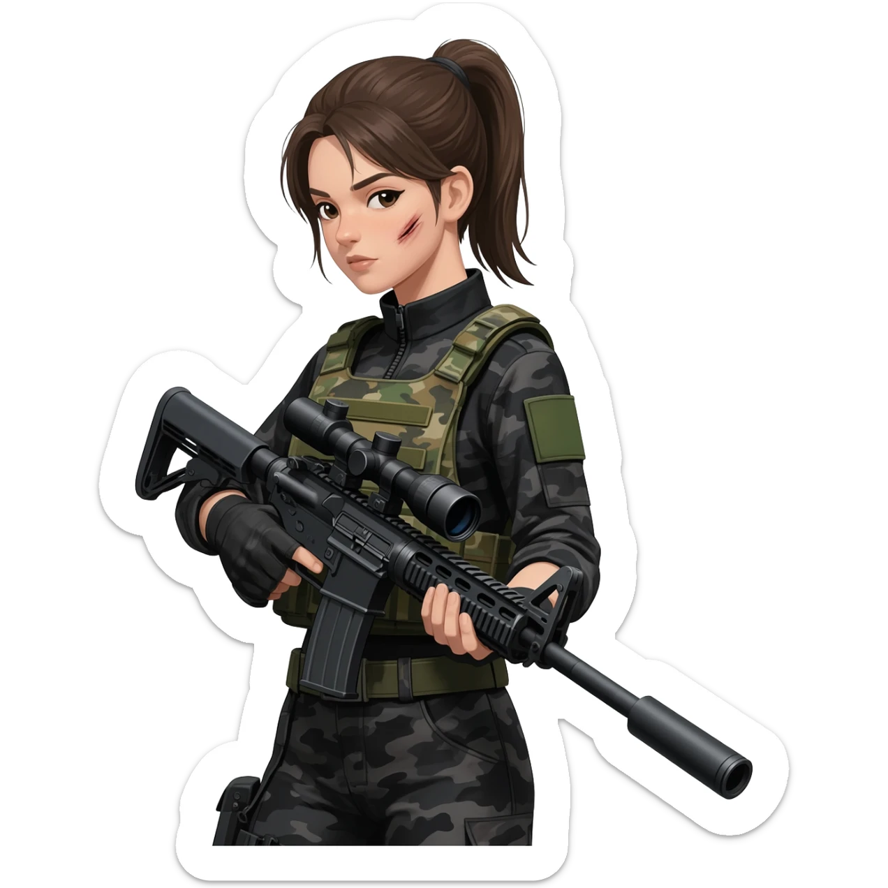 a girl sniper sticker