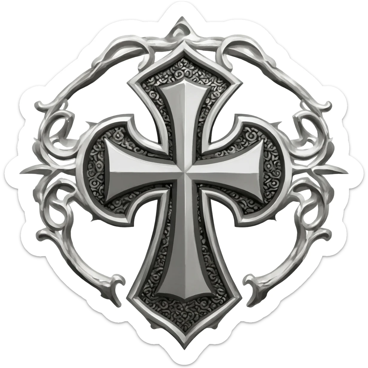 Silver knight templar cross sticker