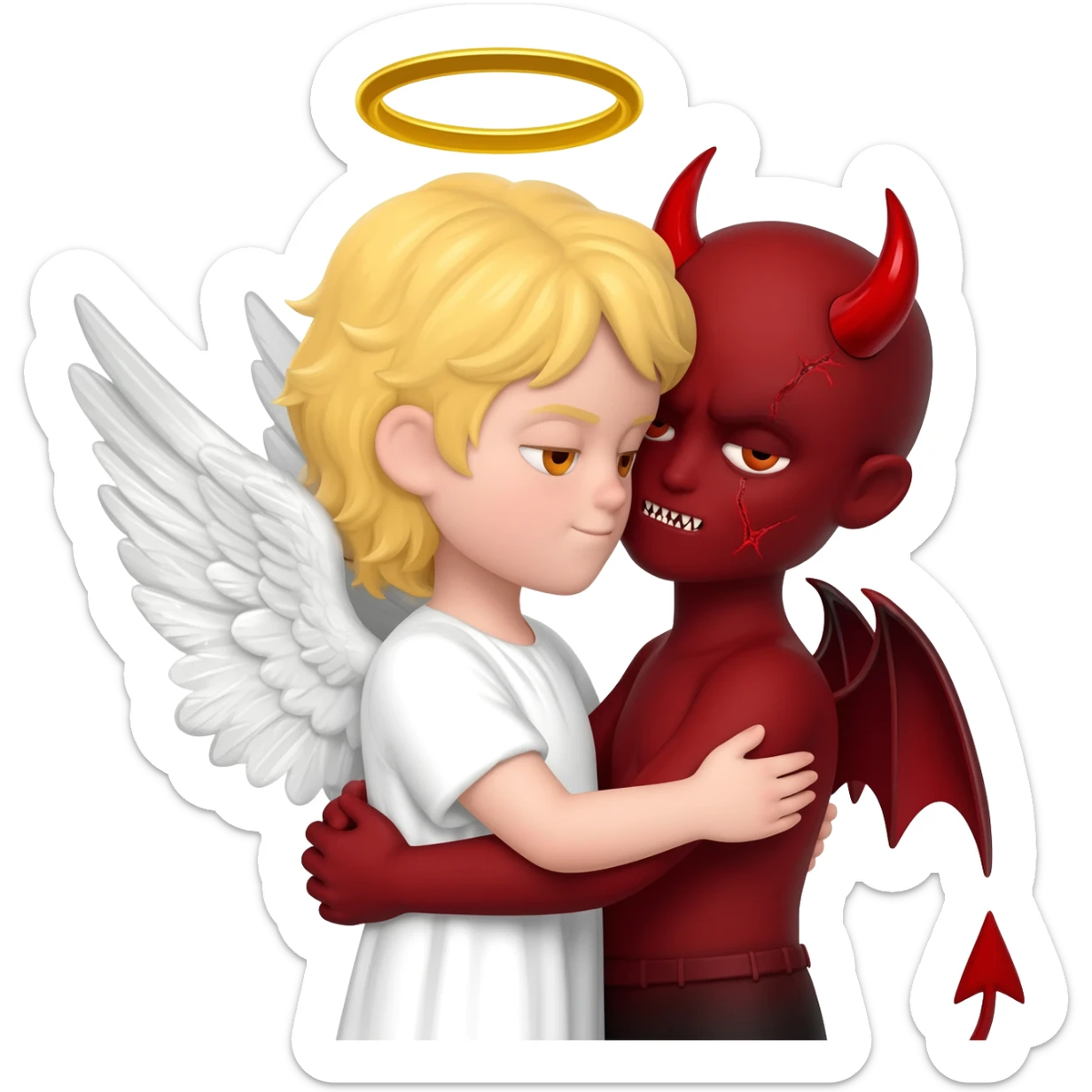 Angel abrazando a un diablo sticker