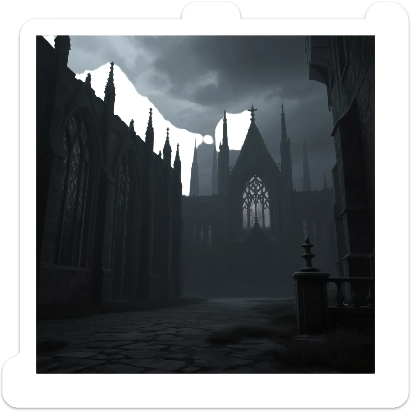 Dark dull greyish gothic aesthetic scenery scene picture   sticker