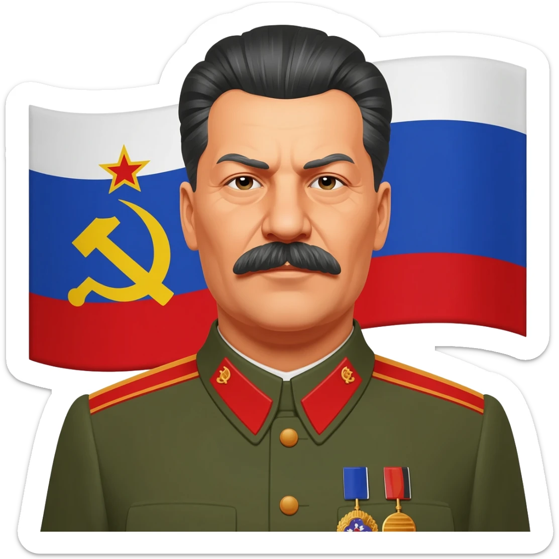 Joseph stalin ve arkasında Sovyetler birliği bayrağı sticker