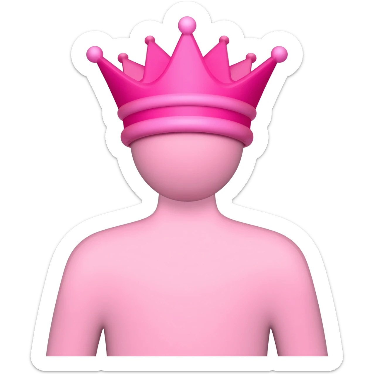 A pink stick figure with a pink crown sticker