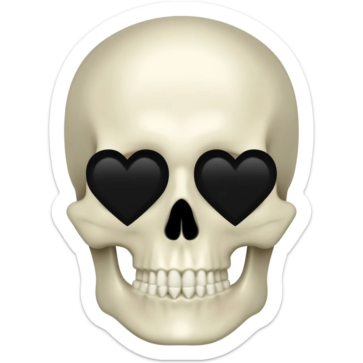 Black hearted eyes skull sticker