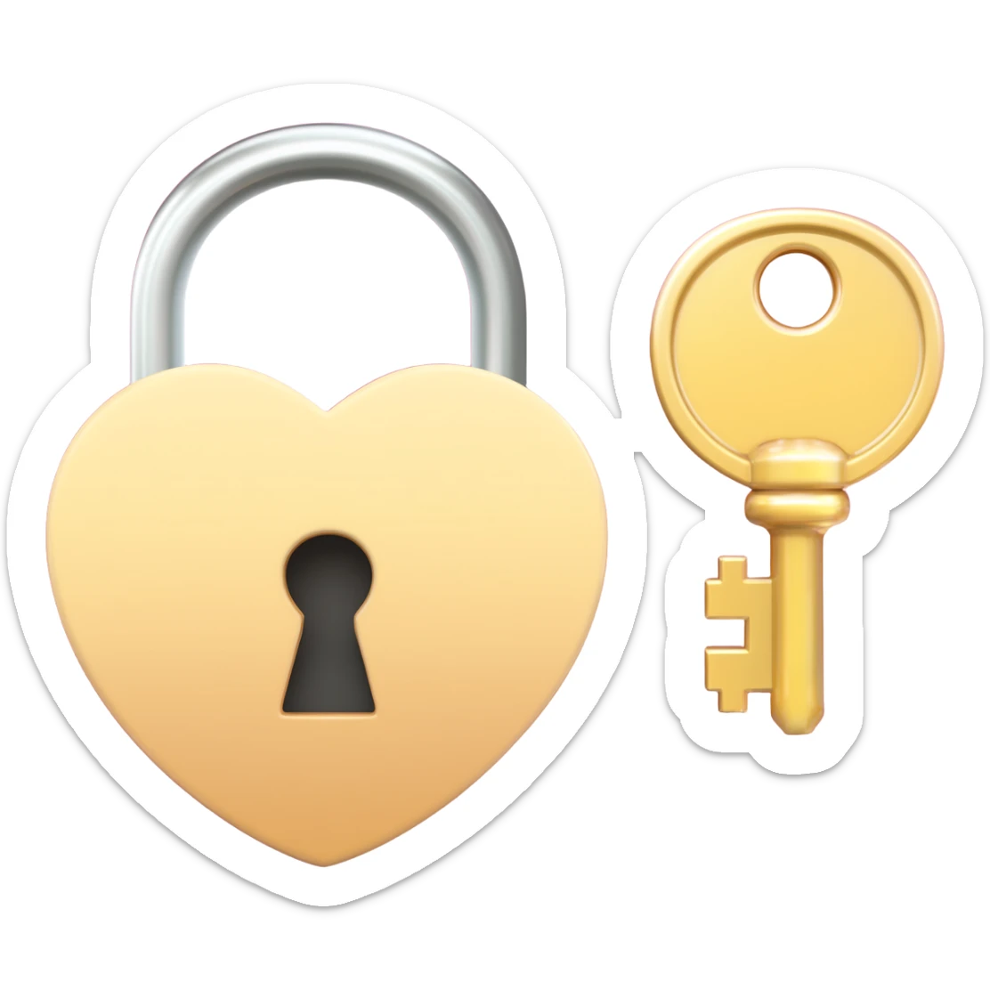 Light beige heart-shaped lock and key burgundy sticker