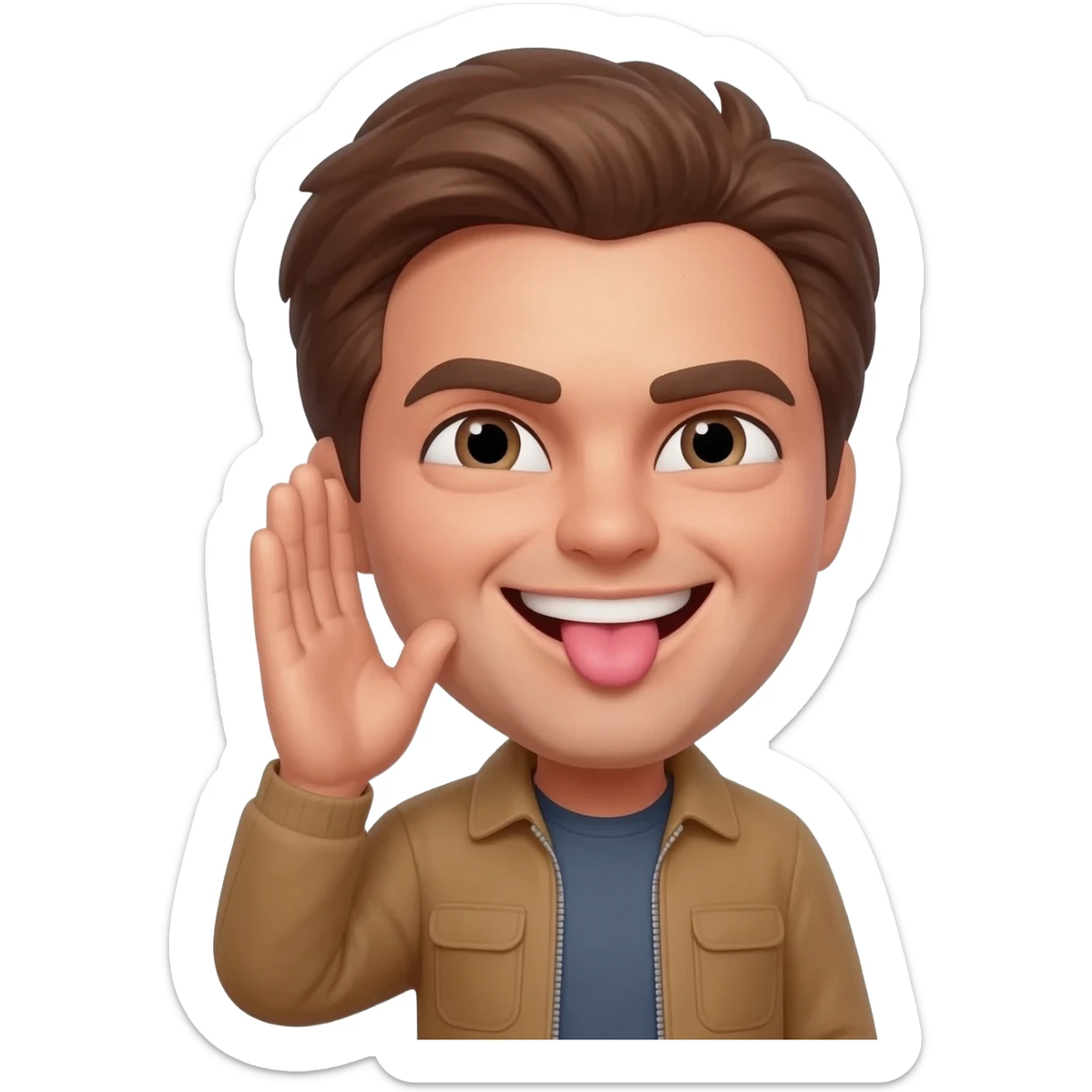 Make an emoji that is telling a secret but sticking out it’s tongue sticker