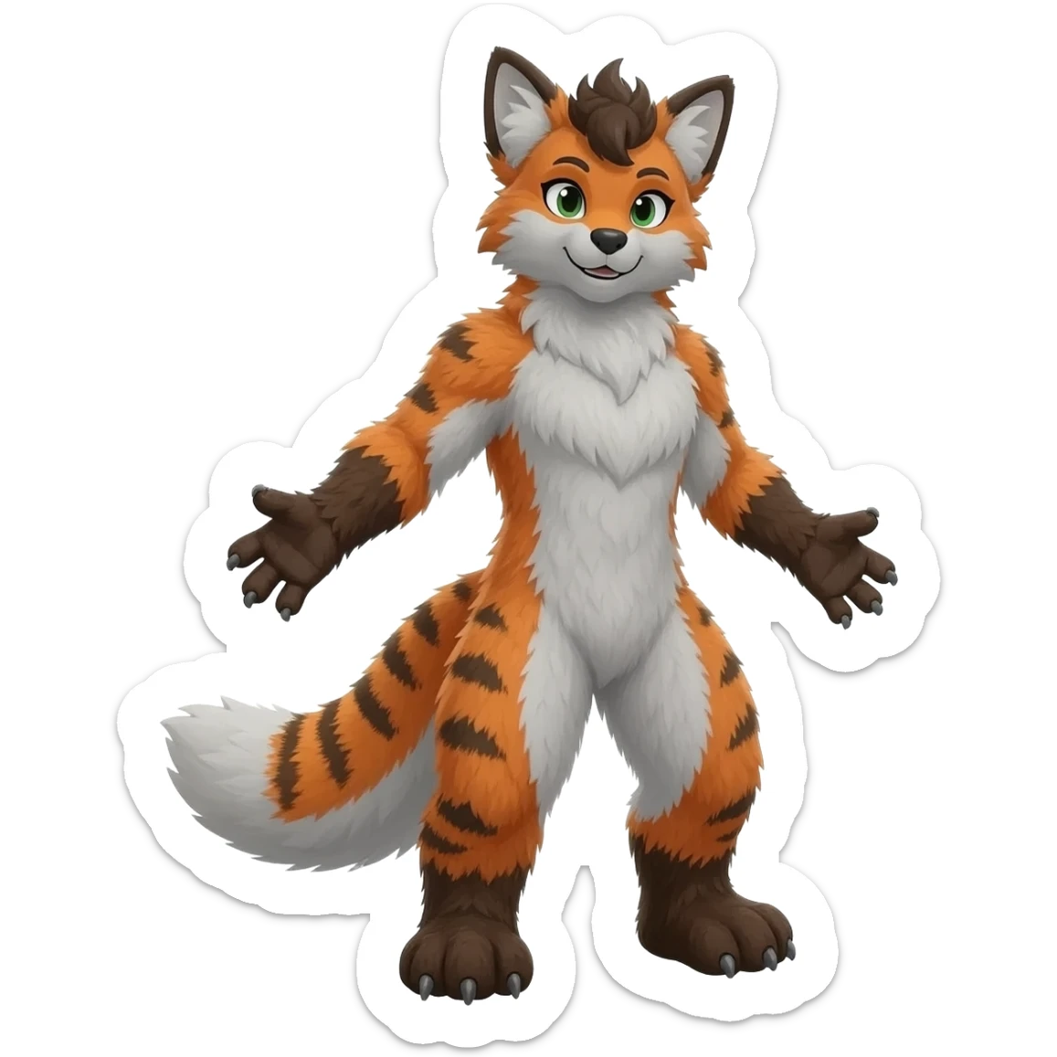 Trico-Grem2-Wickerbeast-Vernid-Sergal-fusion-hybrid-fursona-furry-fursuit, full body sticker
