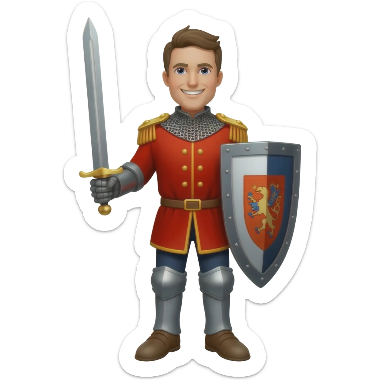 happy knight medieval, full size, RED UNIFORM sticker