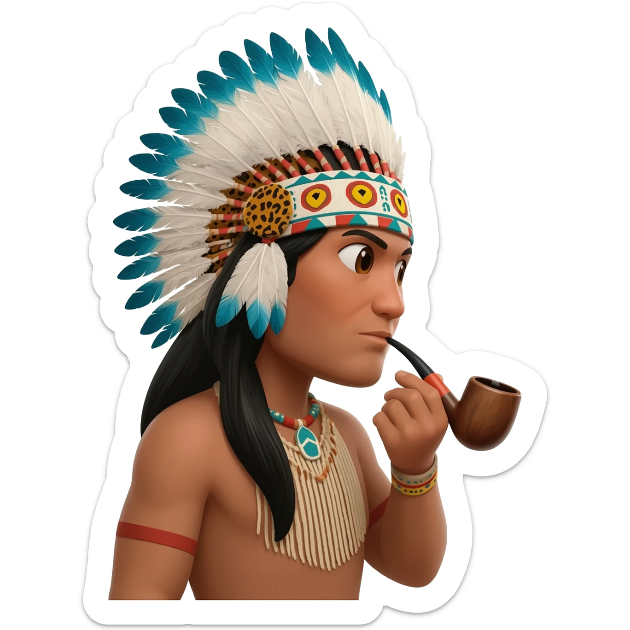 shaman hombre jaguar fumando pipa sticker