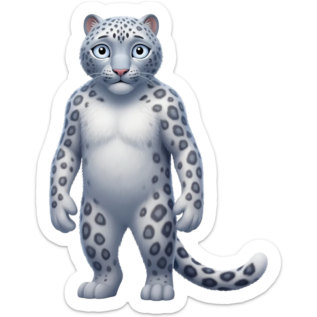 Scared snow leopard sticker