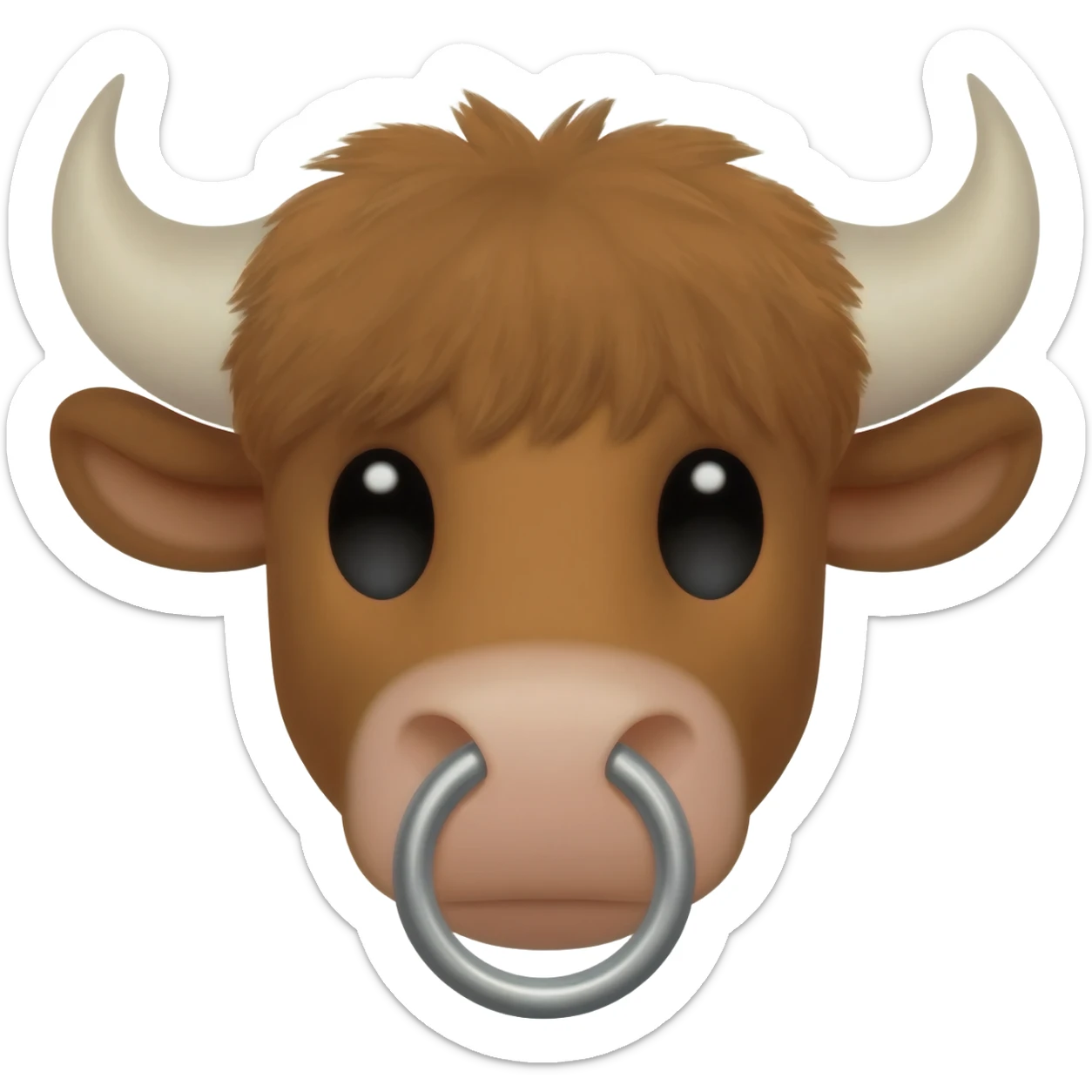a head of a cutebull with a ring in its nose sticker