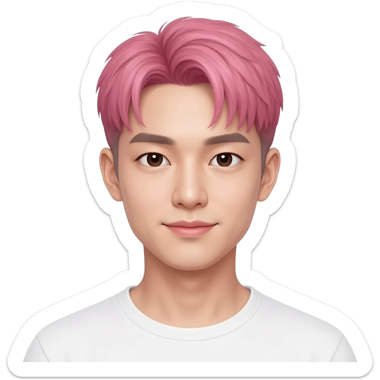 Korean man pink fade hair cut 25 year old  sticker