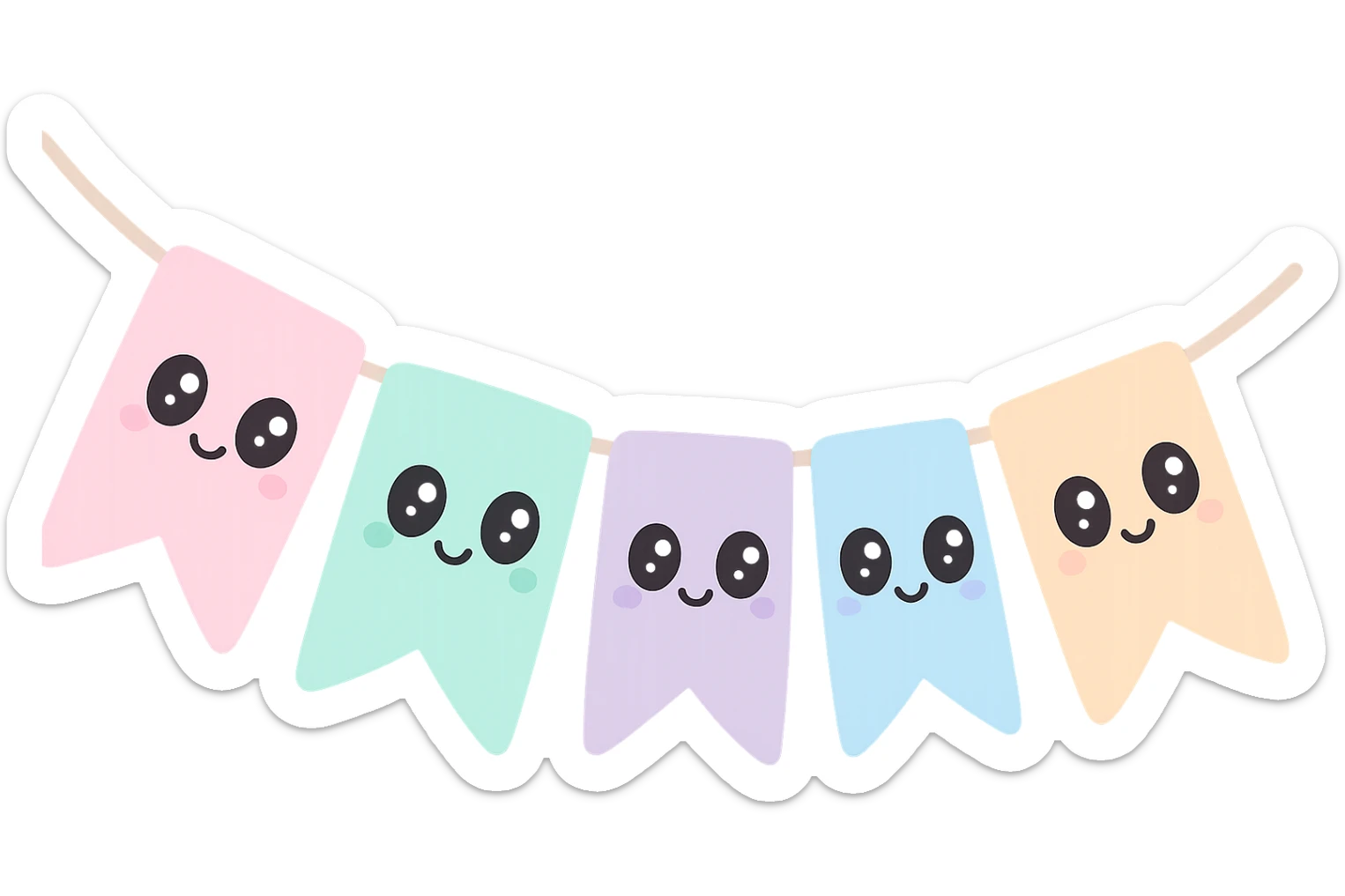 bandeirinhas de São João, childlike style, simple drawings, pastel colors sticker