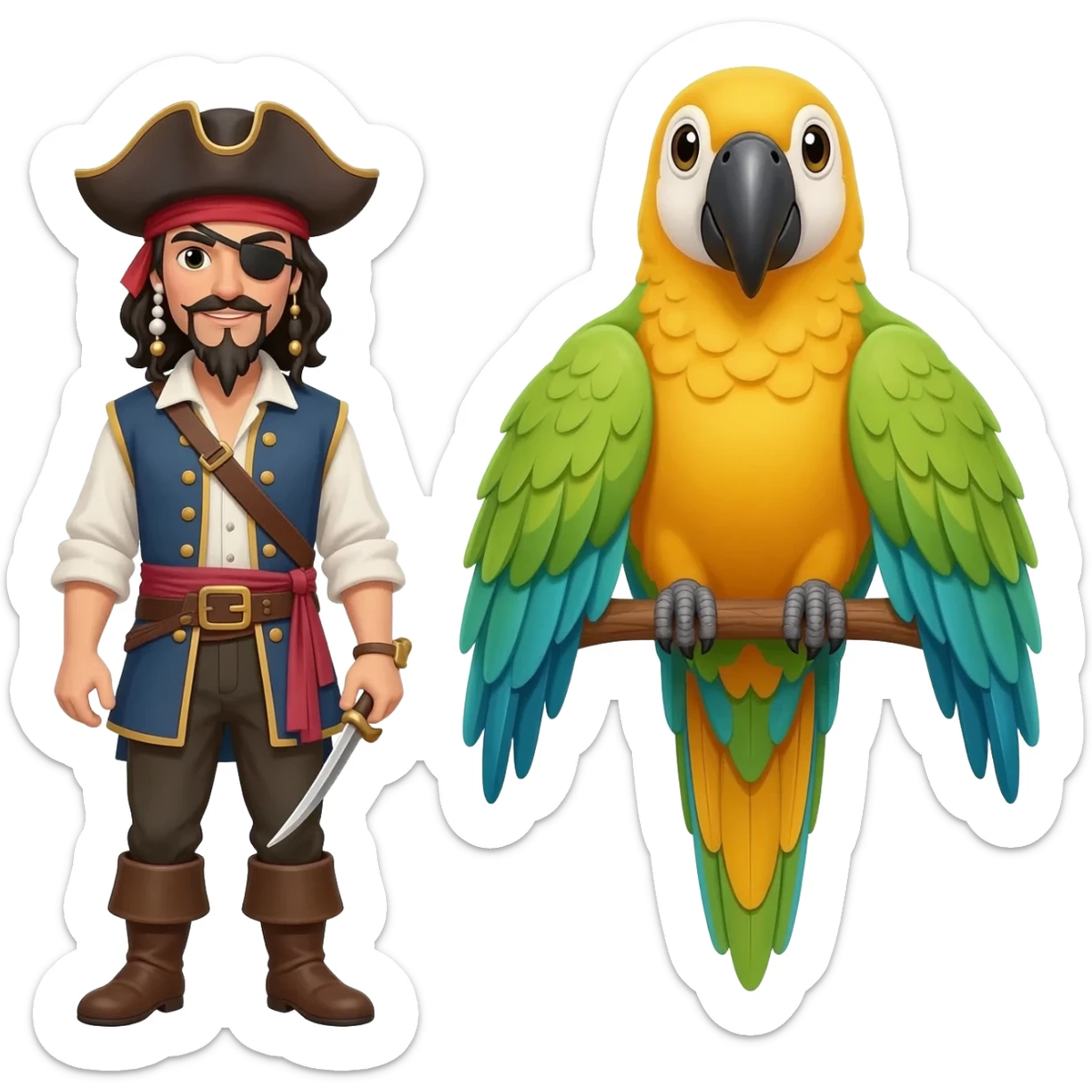 pirate and parrot sticker