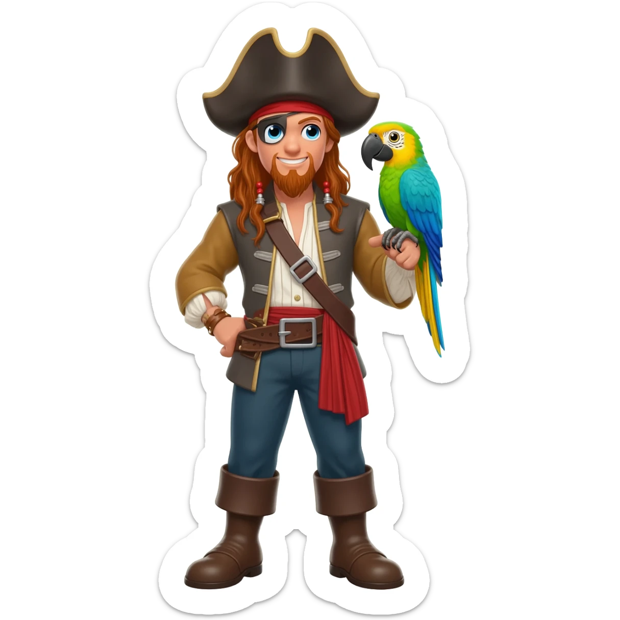 pirate and parrot sticker