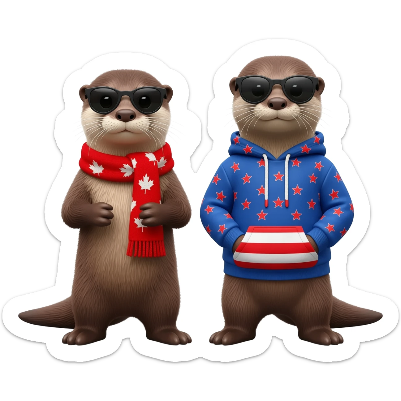 a canadian and american otter with swag sticker