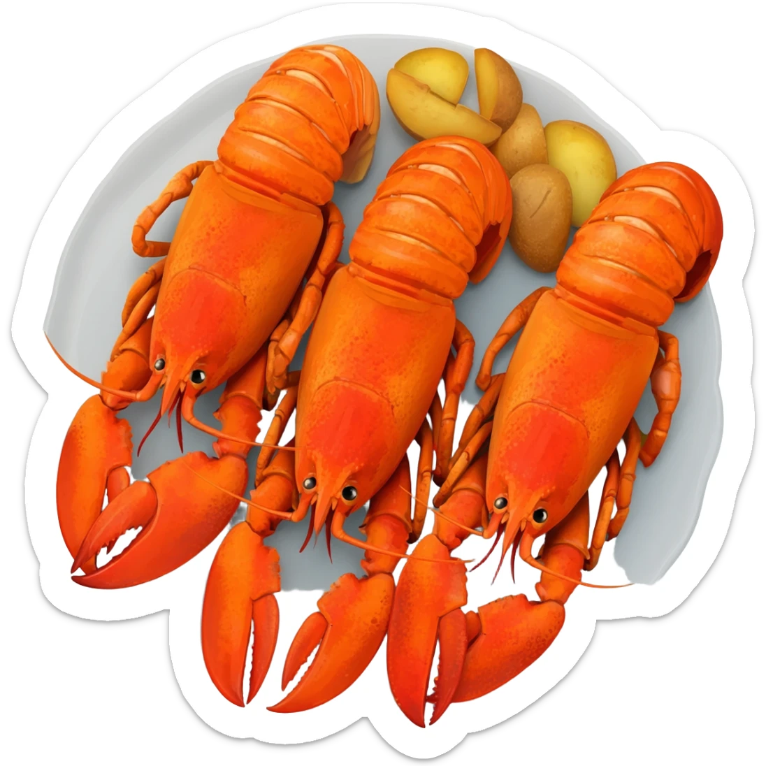 Three lobsters with potatos and carrots bakes sticker